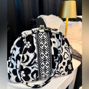 VERA BRADLEY Retired Night and Day Eloise Satchel Bag with Kiss Lock Closure